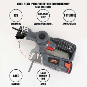 MAUK Akku Stab- Pendelhub- Stichsge mit Schwenkkopf  12V Li-ion