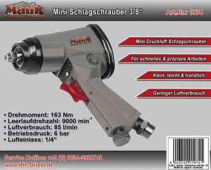 Mauk Mini Druckluft Schlagschrauber 3/8 Zoll  (160NM 9000U/min)
