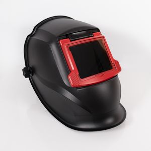 MAUK Profi Kopfschwei�schild mit Klappvisier Schwarz Rot Manuell