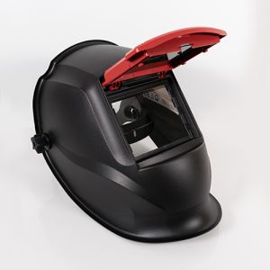 MAUK Profi Kopfschwei�schild mit Klappvisier Schwarz Rot Manuell