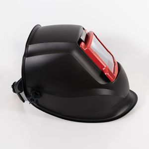 MAUK Profi Kopfschwei�schild mit Klappvisier Schwarz Rot Manuell