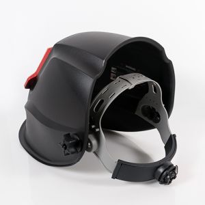 MAUK Profi Kopfschwei�schild mit Klappvisier Schwarz Rot Manuell