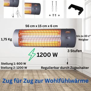 MAUK Infrarot Quarzrhren Heizgert 1200W