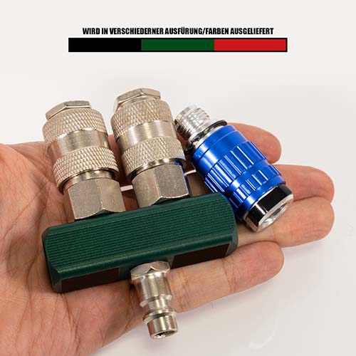 Druckluft Set 2-Wege Verteiler & Regulierung Kupplung 1/4" 0-10 bar Ventil 