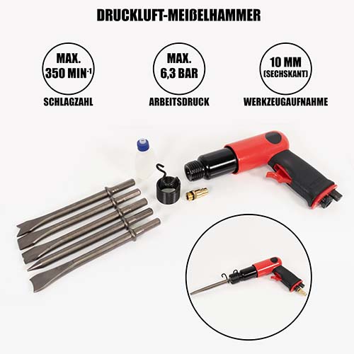 Druckluft Meißel Satz Meißelhammer 9-teilig Meißelhammer Satz 3000 Schläge/min Druckluft Meißel Satz Meißelhammer 9-teilig Meißelhammer Satz 3000 Schläge/min