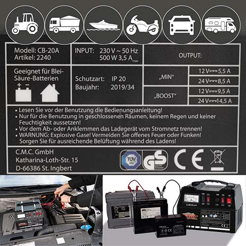 Yato Batterieladegerät 12/24 V 25 A 230 V Batterie-Ladegerät