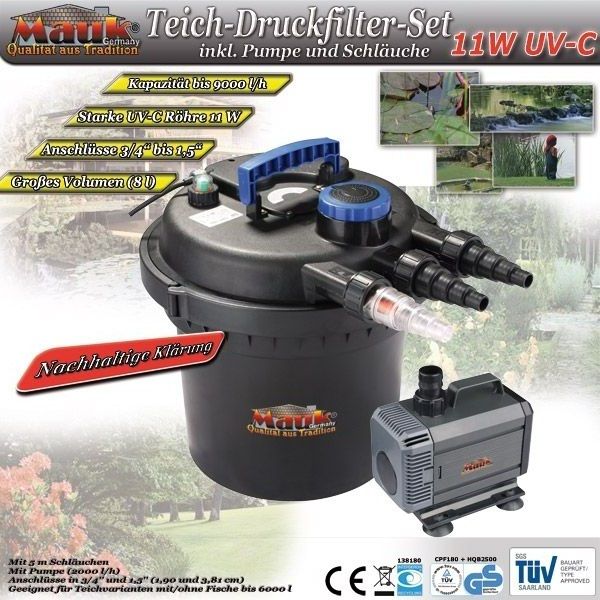 Mauk Teichdruckfilter Set mit Pumpe und Schl&auml;uchen