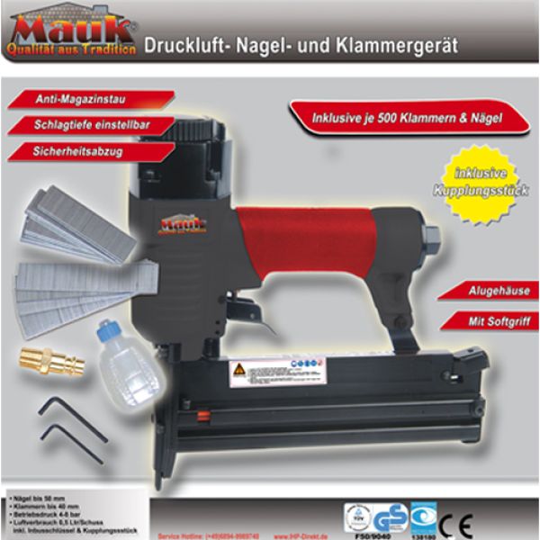 Mauk Druckluft Nagel- und Klammerger&auml;t Tacker